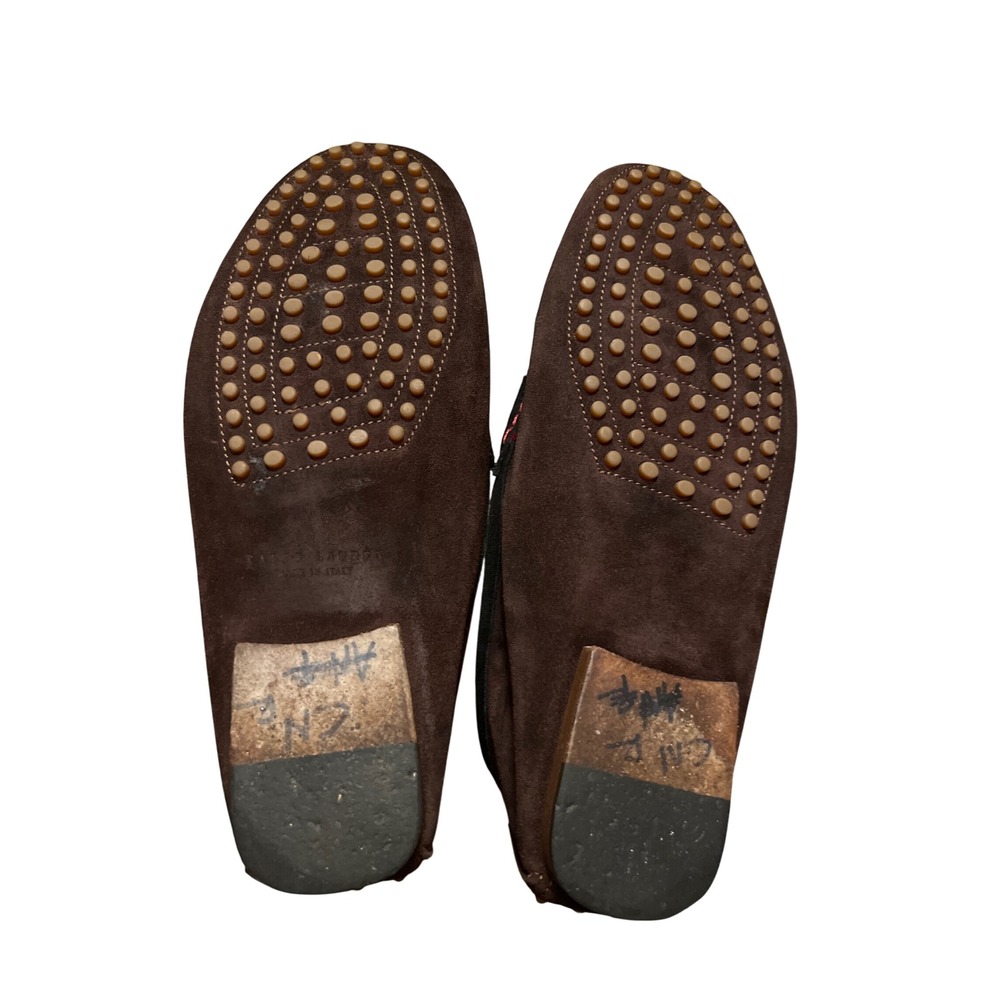 Ralph Lauren Men Red Suede Driving Moccasins Loafers Shoes Made in‎ Italy - Picture 8 of 11